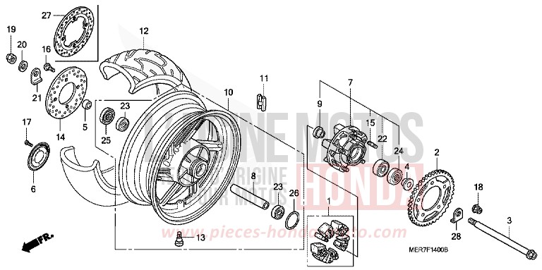 REAR WHEEL for CBF600N ABS PEARL NIGHTSTAR BLACK (NHA84) from 2008